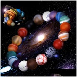 Bracelets en pierre naturelle perlées 10 mm Femmes Handmade Strands Universe Galaxy Premium Space Planètes Système solaire Brables pour hommes Dhl5x