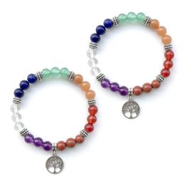 Perles Bracelets En Pierre Naturelle 7 Reiki Chakra Guérison Nce Perles Bracelet Pour Les Femmes Arbre Stretch Yoga Bijoux Drop Delivery Dhtdc