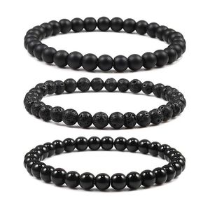 Bracelet élastique en pierre naturelle perlée 6 mm charmant masque noir lave bleu berge chaîne femme yoga méditation bijoux pulseira
