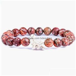 Perles en pierre naturelle, faites à la main, en forme de Lion, Bracelets pour femme et hommes, décoration de Club de fête de Yoga, bijoux, livraison directe Dh1Vo