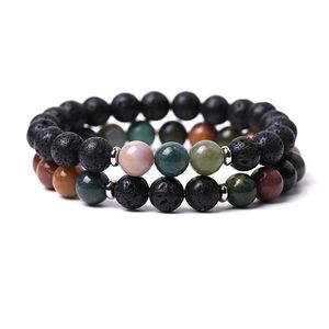 Kralen Natuursteen Indian Agaat Rond Kraal Armbanden Paar Lotus Kerstboom Bedelarmband Vrouwen Mode-sieraden Drop Levering Otaek