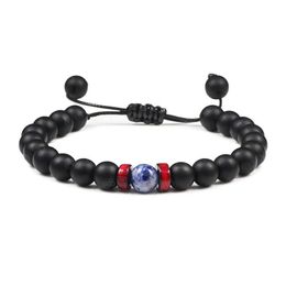 Perlen Naturstein Männer Armband Charme Tibetischer Buddha Chakra Schwarzer Onyx Handgefertigte verstellbare Perlen Armbänder Mann Schmuck Geschenk Drop De Dhtzq