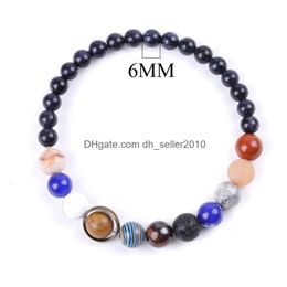 Kralen Natuursteen Zonnestelsel Galaxy Starry Strand Armband Lava Rock Lasurite Kralen Armbanden Voor Vrouwen Mannen Mode-sieraden Wil Dhlr1