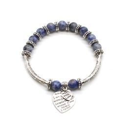 Bracelet en pierre naturelle perlée avec breloque en forme de coeur Bracelet plaqué Sier Love Wish pour les femmes Bijoux Drop Delivery Bracelets Dhd5L