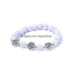 Bracelets de pierre naturelle perlées Bracelets Yoga Guérison Lumineuse Glow dans le bracelet Dark Lotus Charm Perles pour les hommes Femmes Drop Delivert J Dhelk