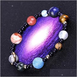 Strands de piedra natural con cuentas Galaxy Sistema solar Bracelet Universo Nine Planetas Earth Stars Moon Bracelets for Women Fashion Be Dhlzp