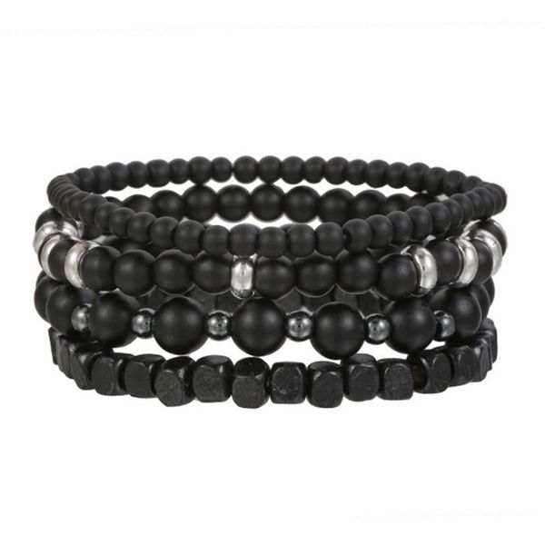 Perles de pierre naturelle brins en bois perles bracelets de charme à la main élastique yoga ensembles de bijoux pour femmes hommes livraison directe bijoux soutien-gorge Dhxru