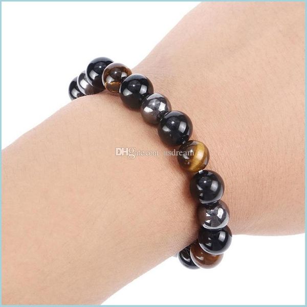 Perlé Pierre Naturelle Oeil De Tigre Perlé Brins Bracelet Santé Perles Femmes Hommes Bracelets Bijoux De Mode Cadeau Drop Delivery Dhj3F