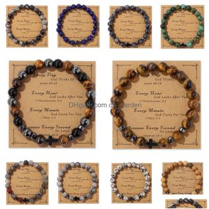 Perles Pierre Naturelle Oeil De Tigre Perles Hématite Croix Bracelet Mes Carte Papier Kraft Bijoux Nce Reiki Bouddha Prière Yoga Pour D Dhgarden Dh7Pf