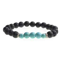 Bracelet en pierre volcanique naturelle perlée hommes et femmes atmosphère de mode simple cadeau d'anniversaire de la Saint-Valentin 8 mm livraison directe Jewe Dhmqt