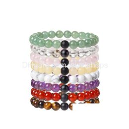 Perlé Ncing Energy Stone Bracelet Power Perles Diffuseur Quartz Semi-Précieux Guérison Couple Bracelets Extensibles Cadeaux Pour Hommes Drop Deliv Dhx7H