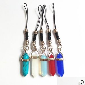 Colliers de perles 1 pièce Six Prism Series Mini Porte-clés Mode Pendentif en pierre naturelle Petite chaîne de clé Drop Livraison 2022 Bijoux NEC DHSCX