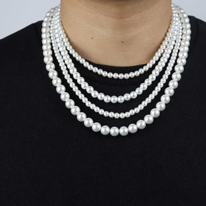 Beaded Necklaces 2022 New Trendy Imitation Pearl Necklace Men Temperament Simple Handmade Strand Bead Necklace For Women Jewelry Gift Z0323