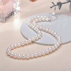 Beaded Necklaces 67mm Freshwater Cultured Pearl Necklace for Women Real Chokers Pearl Necklace Womens Sterling Silver Pearl Strand Necklaces 230403