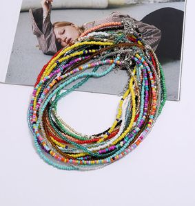Kralen kettingen Boheemse sieraden handgemaakte modehangers kleurrijke rijstkralen vrouwelijk 18 kleuren 40 cm7cm 50pcslot1950495
