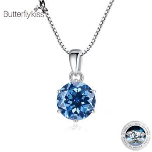 Beaded Necklaces Butterflykiss 1 CT Real Pendant Necklace For Women Top Quality 925 Sterling Silver Wedding Party Bridal Fine Jewelry 230403