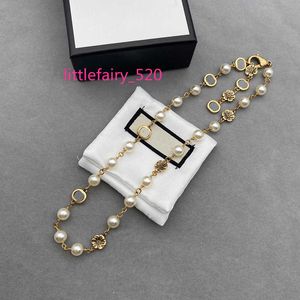 kralen kettingen klassieke bloem ketting dames designer sieraden gouden ketting ketting voor dames luxe brieven sieraden met parel kettingen feest 2204095WU