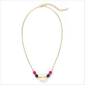 Colliers de perles Contracté le nouveau vent national couleur bonbon collier de perles rondes mode coquille naturelle pendentif chaîne de clavicule Dr Dhfl3