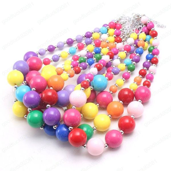 Collares con cuentas Cute Baby Girls Chunky Necklace Pinkaddred Color Fashion Bubblegum Gargantilla de cadena para niños Día de San Valentín Drop Delive Dhupr