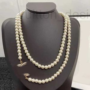 Colliers de perles Colliers de marque de créateur pour femmes, ras du cou en perles, chaîne avec pendentif, cristal plaqué or, laiton, cuivre, lettre, accessoires de bijoux