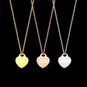Colliers de perles Bijoux de créateurs Collier en or Tiff Heart Pendentif de luxe Or rose Saint Valentin