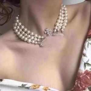 Beaded Necklaces Designer multicouche perle strass luxe orbite collier clavicule chaîne baroque perle colliers femmes mariage fête colliers haute qualité Je