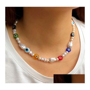 Colliers de perles Collier à la main pour femmes Boho Boho Perle 4 Color Fashion Jewelry Gift Drop Livrot Pendants Otxjt