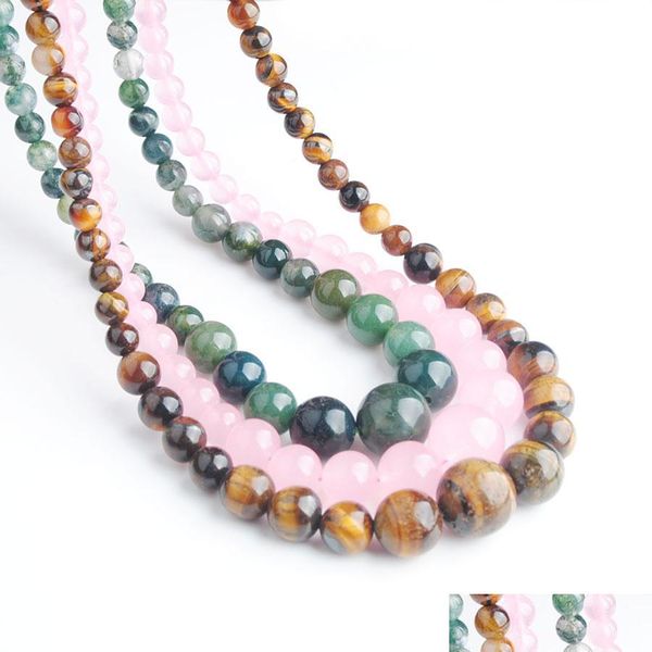 Colliers De Perles Bijoux De Mode Algues Agate Gem Pierre Collier Rond 6-14Mm Perles Graduées Femmes 17,5 Pouces Bf301 Drop Bdejewelry Dhqqv