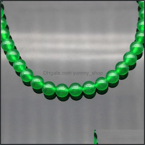 Colliers de perles Mode femmes naturel 8mm vert Jade ronde pierres précieuses collier de perles 50 Long 846 Q2 livraison directe bijoux pendentifs Dhm4K