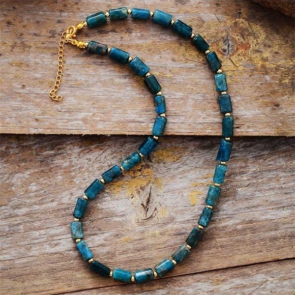 Colliers perlés Pierres naturelles haut de gamme Apatite Lariat colliers ras de cou femmes exquis perlé Simple couches collier Teengirl OL bijoux cadeaux 220929