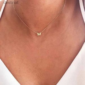Colliers de perles Chaud classique A-Z lettre initiale pendentif collier femmes Simple en acier inoxydable chaîne collier pour femmes bijoux cadeau L231225
