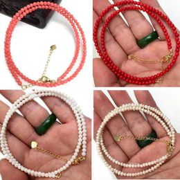 Kralen kettingen Koreaanse 2022 Trend Elegante sieraden Wedding Pearl Red Coral Necklace Dames Fashion White Handmade ketting D240514