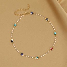 Kralen Kettingen Lucky Turkse Eye Choker Ketting voor Vrouwen Kleine Parel Kettingen Kraag Meisjes Korte Hals Parels Sieraden Geschenken 230613