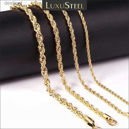 Colliers de perles Luxusteel 2/3/4/5 mm Collier de chaîne de corde en acier inoxydable pour les femmes jamais fondues étanche torsion du chauffeur de cou tons argent Gold Colorl231225