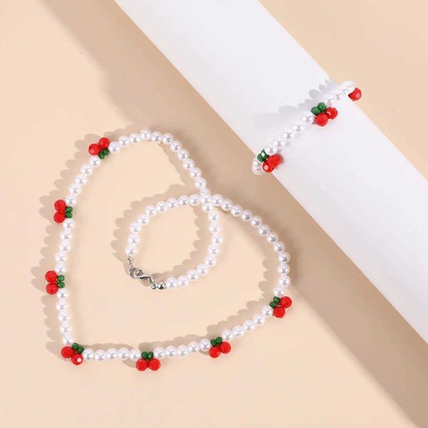 Colliers de perles makersland mignon cerise rouge acrylique Bracelet pour enfants