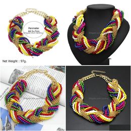 Collares de cuentas Manilai Mti Layer Simated Pearl Declaración Gargantillas para mujeres Cadena tejida hecha a mano Mticolor Chunky Drop Delivery Jewe Dhi06