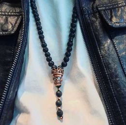 Colliers de perles Collier en pierre naturelle McLlroy adapté aux femmes / hommes Perles de lave vintage Collier long Skull / Viking Pendant Collier Fashion Jewelry 2019 D240514