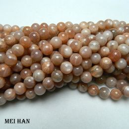 Colliers de perles Meihan 2 brins naturel 8mm 10mm couleur mélangée orange pierre de lune lisse ronde perles en vrac pierre pour la fabrication de bijoux 230320