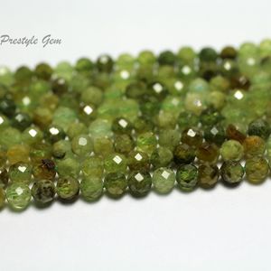 Kralen kettingen meihan 2 strengen natuurlijke 4 mm groen granaat gefacetteerd ronde losse stenen kralen voor sieraden maken ontwerp diy armband ketting 221207