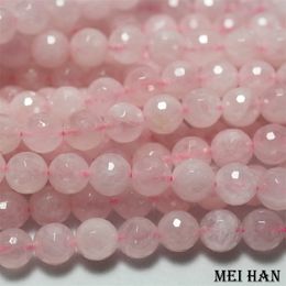 Collares con cuentas Meihan 3 strandsset Natural brillante 8 mm rosa rosa cristal de cuarzo facetado liso redondo suelto perlas para joyería DIY que hace 230306