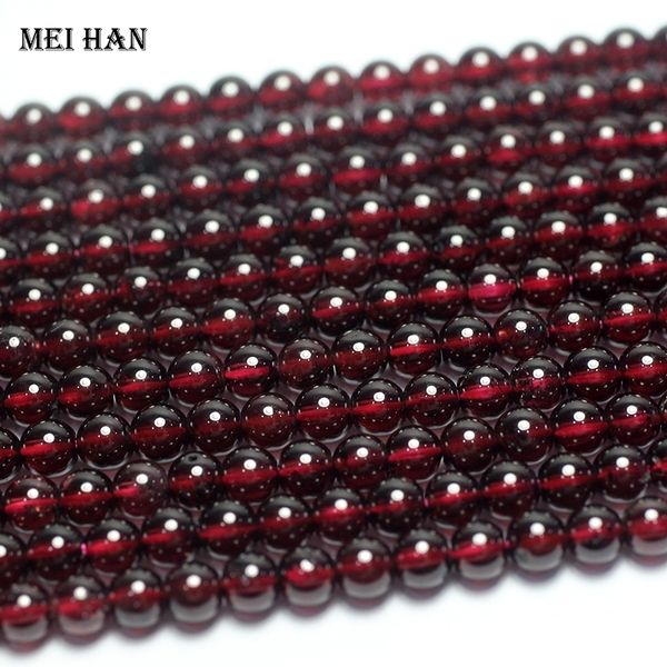 Collares de cuentas Meihan 3 hilos naturales 4 mm A Grade Red Garnet Beeds sueltas sueltas para el diseño de joyas 230320
