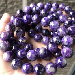Colliers de perles Meihan gratuit une charoite russe naturelle lisse ronde perles en vrac charme pierre précieuse pour la fabrication de bijoux bricolage 230306