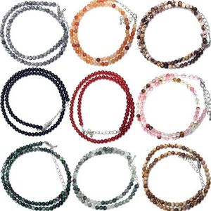 Colliers de perles Natural 4 mm Rose Crystal Quartz Agate Perle Collier avec grenat Multi Color Gift For Girls Fashion Bracelet D240514