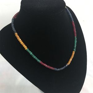 Colliers de perles émeraudes naturelles rubis saphirs 3x4mm perles femmes collier de luxe environ 45 cm vernis pierre précieuse 230208