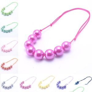 Colliers De Perles Nouveau Design Ajusté Corde Bébé Enfant Chunky Collier De Mode Tout-Petits Filles Bubblegum Perle Bijoux Cadeau Pour Enfants D Dhw1H