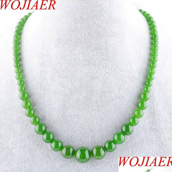 Colliers de perles Olive Green Gem Stone 6-14Mm Perles rondes graduées Femmes Collier 17,5 pouces Strand Jewelry F3005 Drop D Bdejewelry Dhrdt