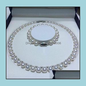 Colliers de perles pendentifs bijoux 10-11Mm mer du Sud ronde collier de perles blanches naturelles 18 pouces 925 fermoir en argent cadeau pour femme livraison directe 202