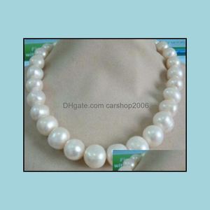 Colliers de perles pendentifs bijoux 11-12 mm collier de perles blanches de la mer du Sud 18 pouces fermoir en or 14 carats livraison directe 2021 Hskwe