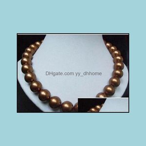 Colliers de perles pendentifs bijoux 11-12mm collier de perles de chocolat de la mer du Sud fermoir en or 14 carats 18 pouces livraison directe 2021 Yv8Eu