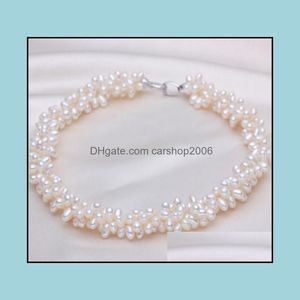 Colliers de perles pendentifs bijoux 4-5Mm petites perles de riz blanches collier de perles naturelles de la mer du Sud 17 pouces S925 argent accessoires livraison directe